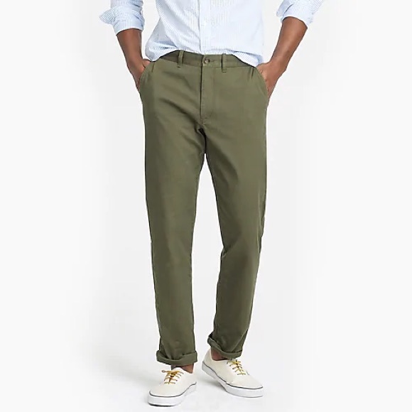J.Crew Men’s Straight-Fit Stretch Olive Khaki Pant - Picture 1 of 10